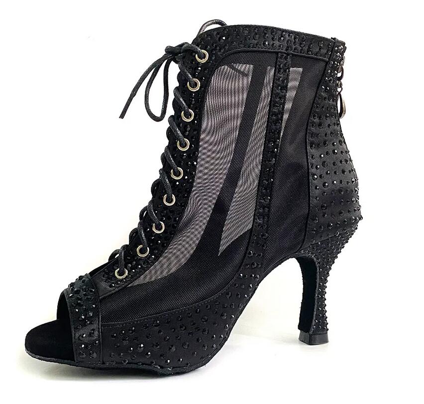 Dancing Boots Black Rhinestone Bachata Salsa Dance Shoes – TTdancewear